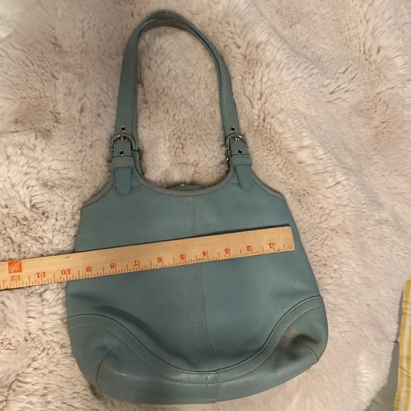 COACH Vintage Soho Slim #4983 Leather Lt. Blue Y2K Shoulder Bag Silver Hardware - Picture 12 of 13